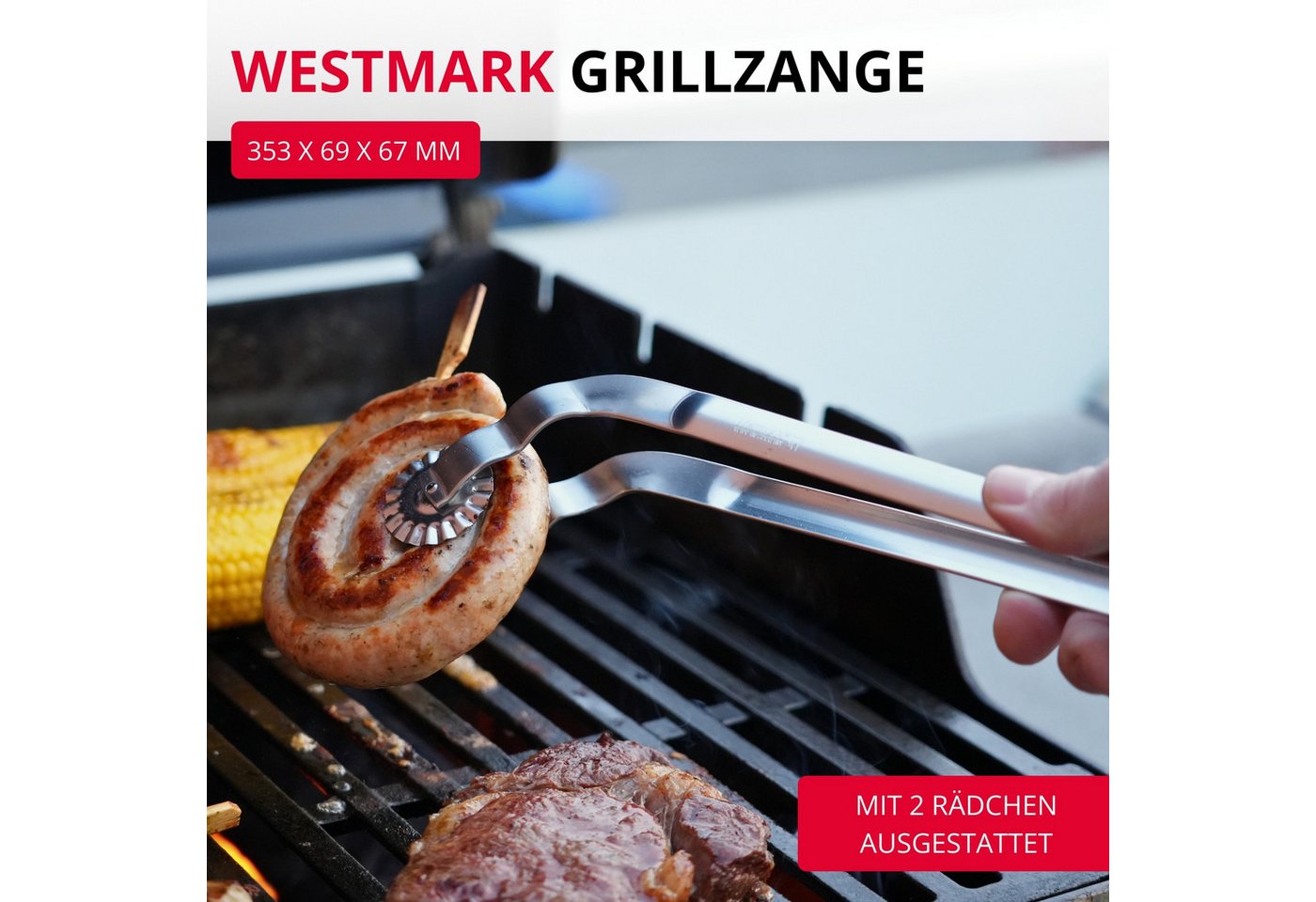 WESTMARK Grillzange Twistmaster, 1 Stk. – Wurstzange mit drehbarem Greifer – Robuste Fleis – Bild 2 von 5