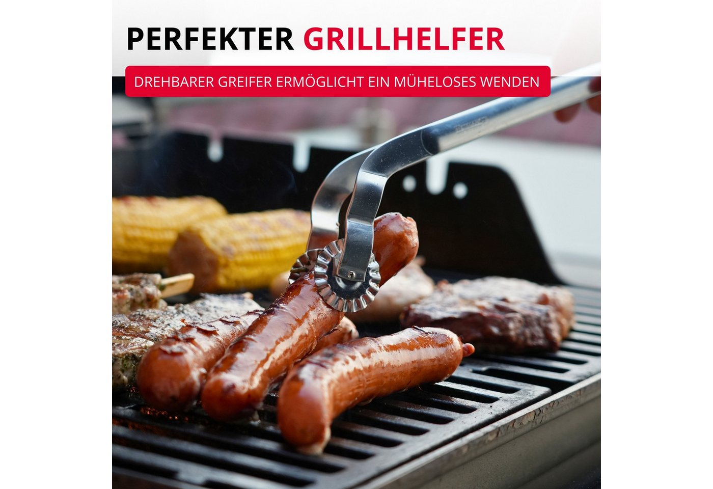 WESTMARK Grillzange Twistmaster, 1 Stk. – Wurstzange mit drehbarem Greifer – Robuste Fleis – Bild 3 von 5