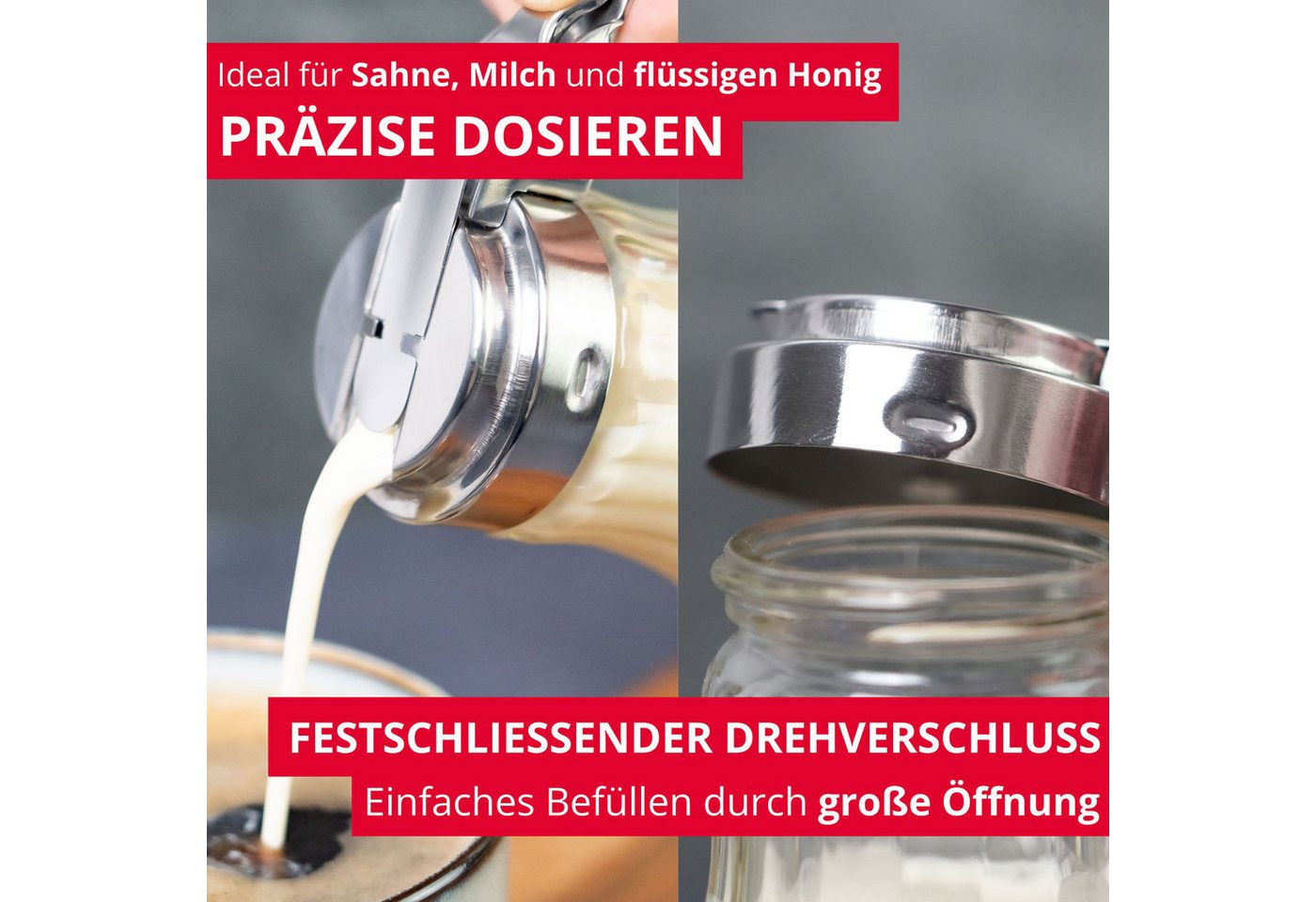 WESTMARK Honigglas Sahnegießer/Honigspender »Berlin«, Edelstahl, Glas – Bild 2 von 5