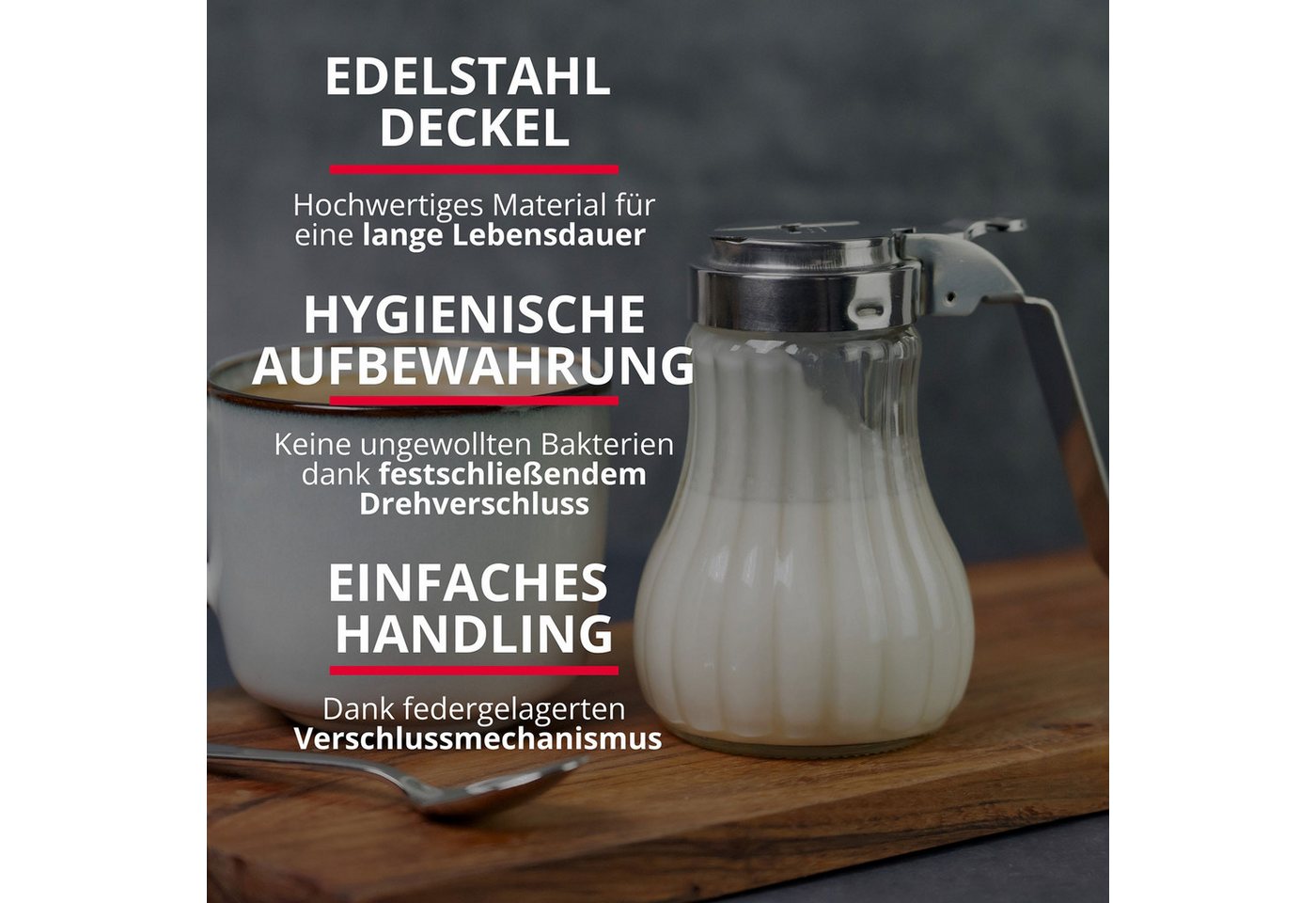 WESTMARK Honigglas Sahnegießer/Honigspender »Berlin«, Edelstahl, Glas – Bild 5 von 5