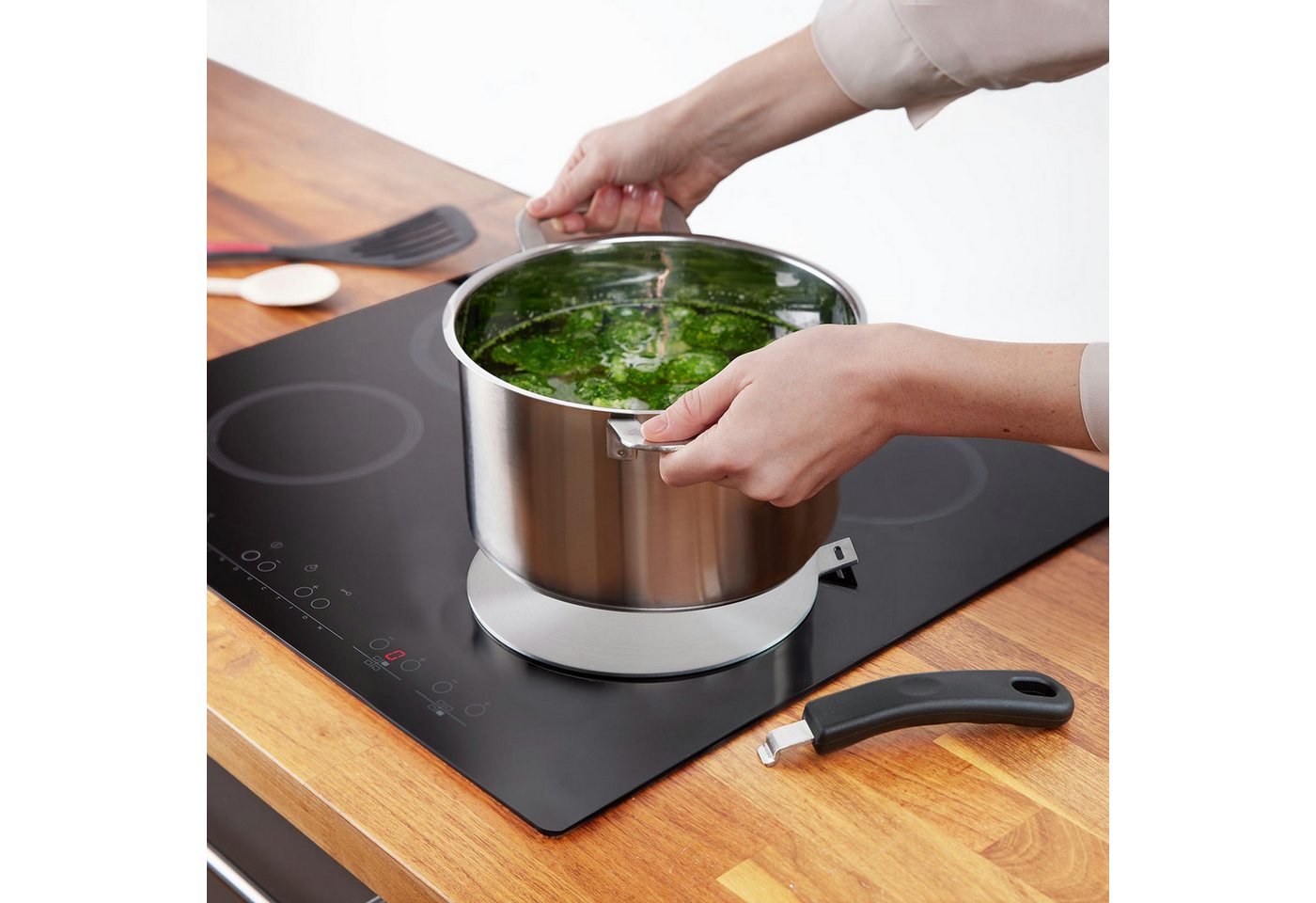 WESTMARK Kochfeld-Adapter Induktionsadapterplatte, Ø 28 cm, Zubehör für nicht-magnetische Töpfe und Pfannen, abnehmbarer, wärmeisolierter Griff – Bild 3 von 5