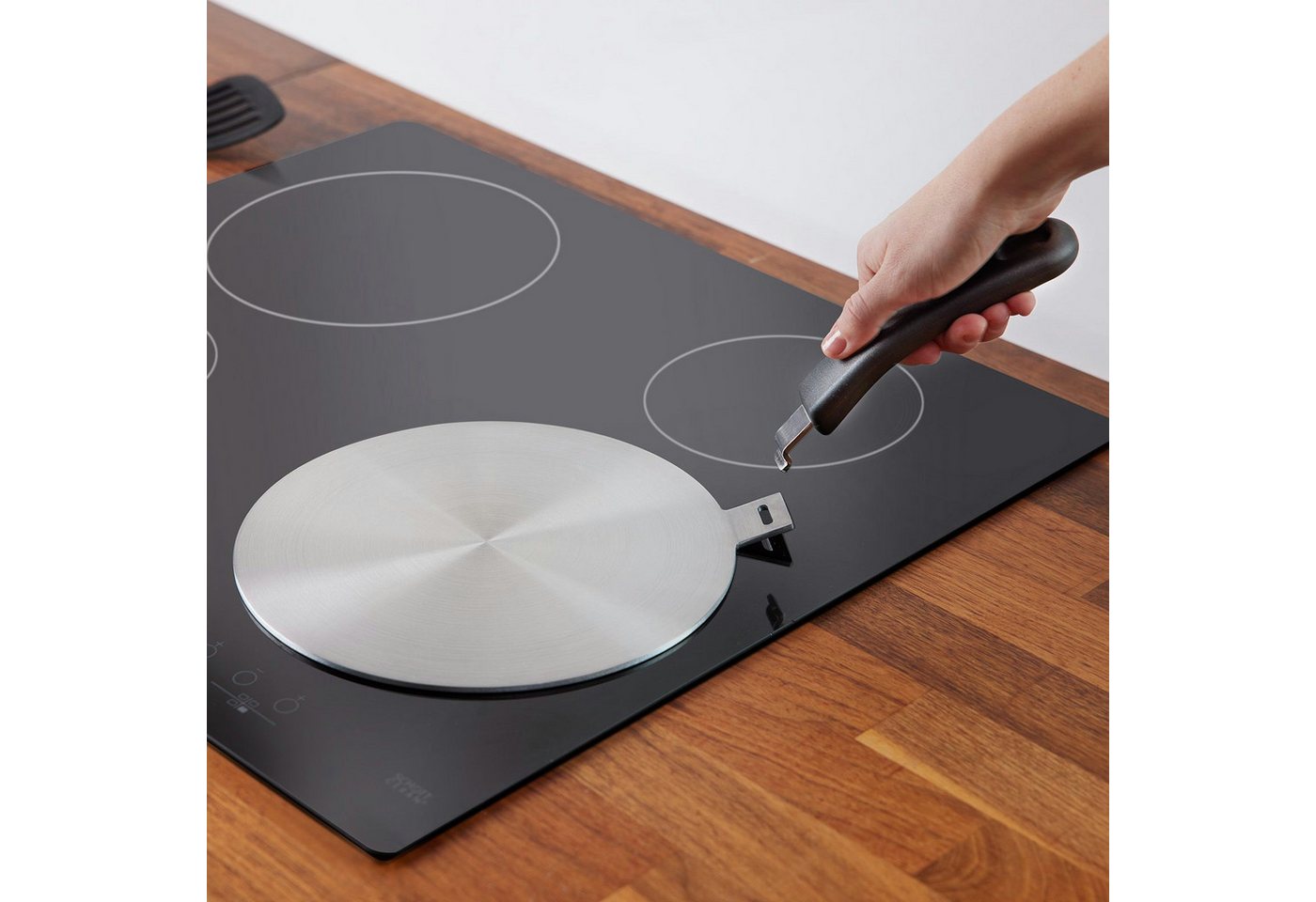WESTMARK Kochfeld-Adapter Induktionsadapterplatte, Ø 28 cm, Zubehör für nicht-magnetische Töpfe und Pfannen, abnehmbarer, wärmeisolierter Griff – Bild 5 von 5