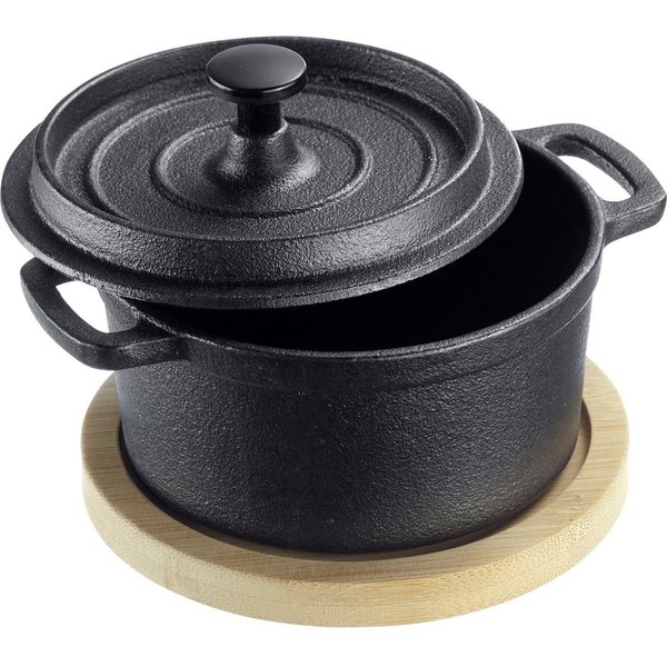 WESTMARK Kochtopf Tapas, Aluminiumguss, Tapas-Töpfchen inkl. Bambus-Untersetzer, 250 ml. Ø 11 cm, H. 5 cm