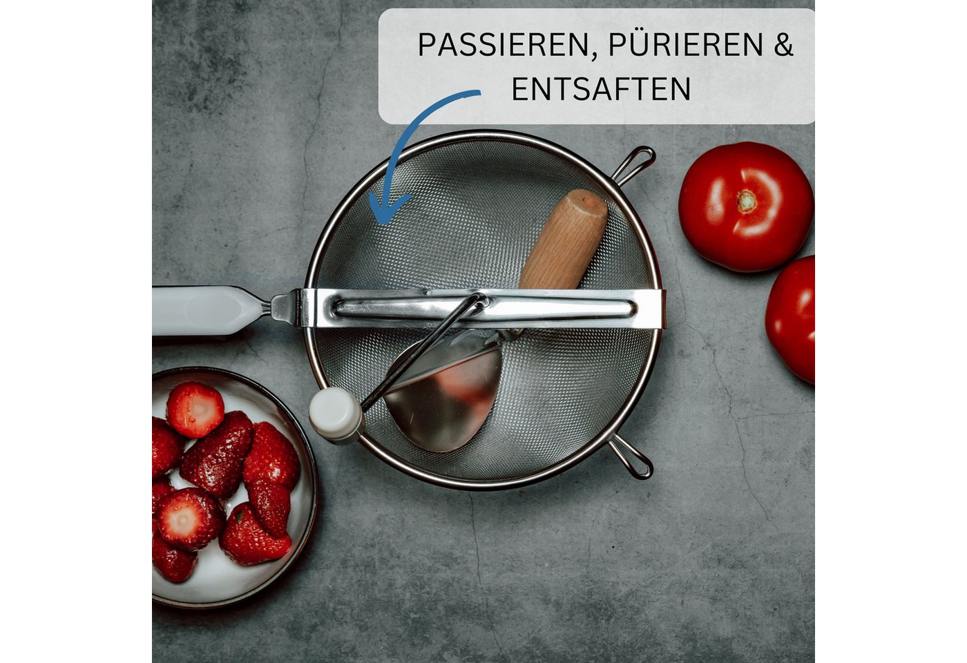 WESTMARK Küchensieb Passiersieb, Durchmesser: 20 cm, Rostfreier Edelstahl/Kunststoff, ABS – Bild 2 von 5
