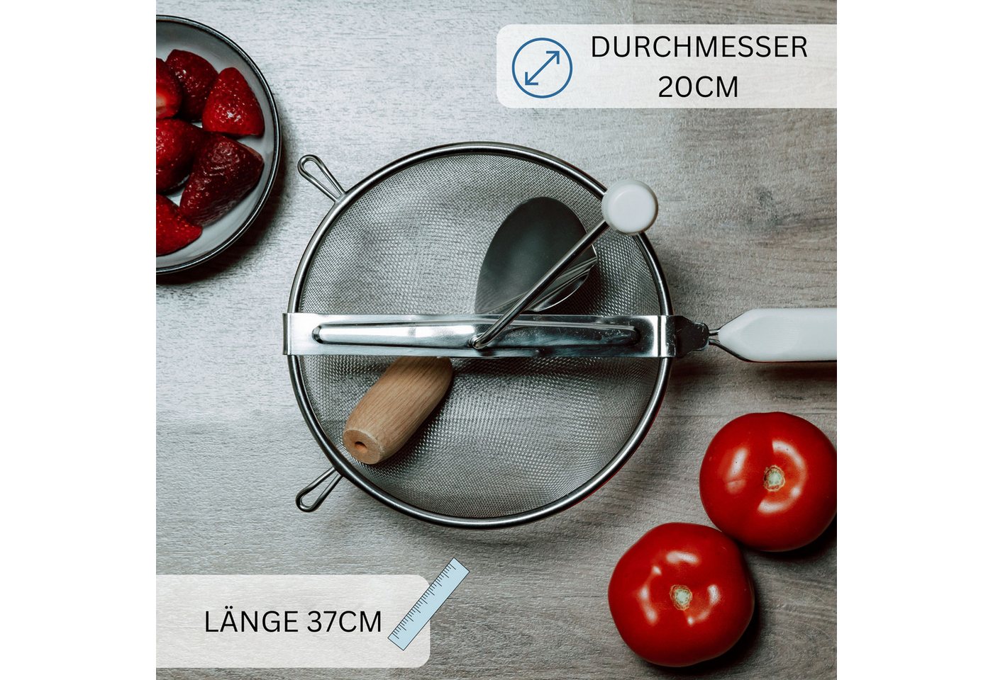 WESTMARK Küchensieb Passiersieb, Durchmesser: 20 cm, Rostfreier Edelstahl/Kunststoff, ABS – Bild 4 von 5