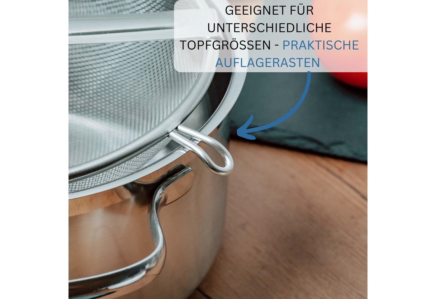 WESTMARK Küchensieb Passiersieb, Durchmesser: 20 cm, Rostfreier Edelstahl/Kunststoff, ABS – Bild 5 von 5