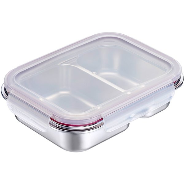 WESTMARK Lunchbox Edelstahl Lunch Box/ Frischhaltedose, geteilt, 450 + 280 ml, Edelstahl 18/8, Polyprophylen (PP), Silikon, (1-tlg), auslaufsichere Brotdose – m