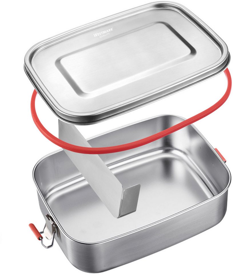 WESTMARK Lunchbox Lunchbox »Viva Maxi«, 1500 ml, Edelstahl 18/8, Silikon, (1-tlg), mit Silikon-Dichtungsring, einsetzbare Trennwand, rostfreier Edelstahl – Bild 2 von 5