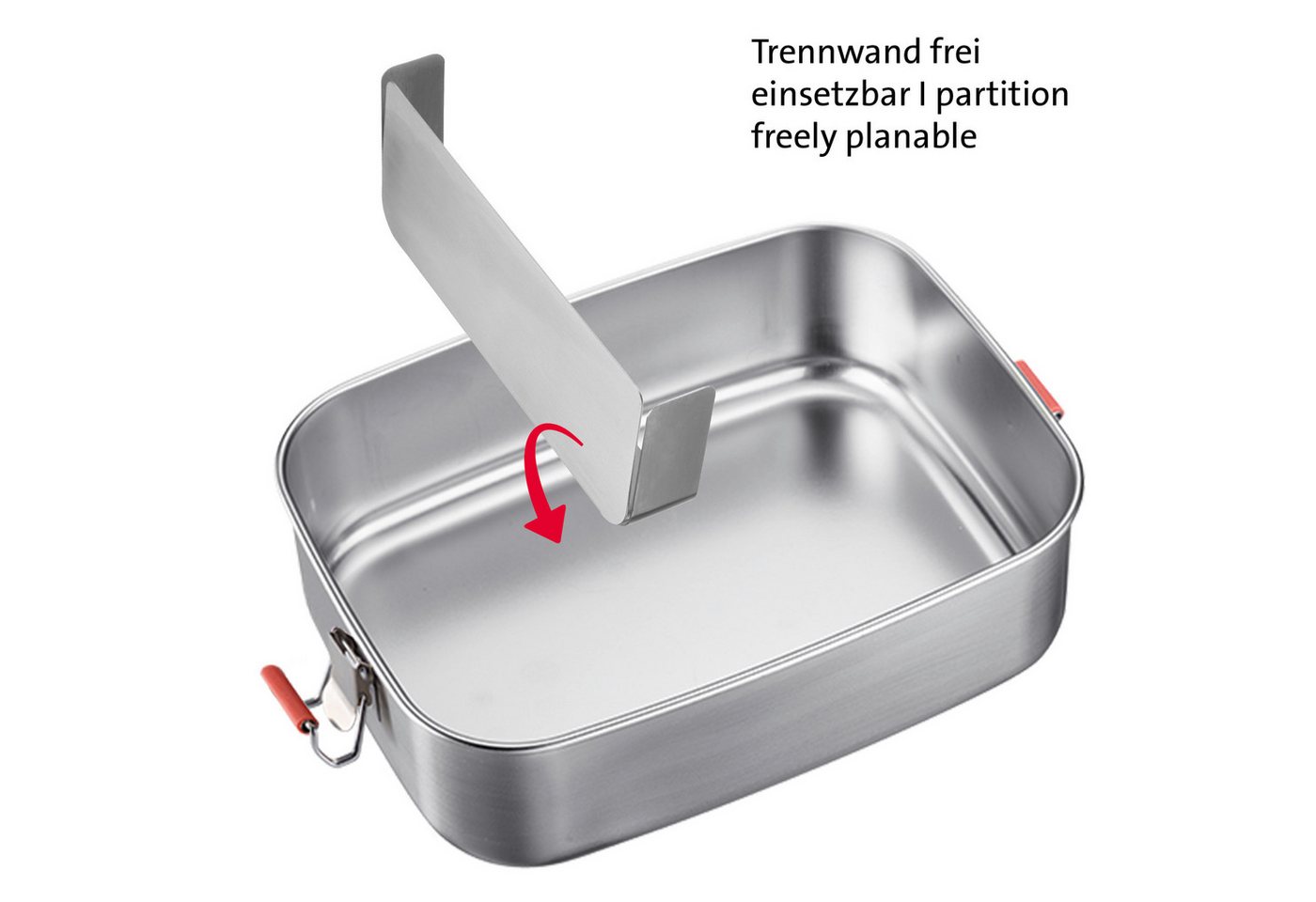 WESTMARK Lunchbox Lunchbox »Viva Maxi«, 1500 ml, Edelstahl 18/8, Silikon, (1-tlg), mit Silikon-Dichtungsring, einsetzbare Trennwand, rostfreier Edelstahl – Bild 3 von 5