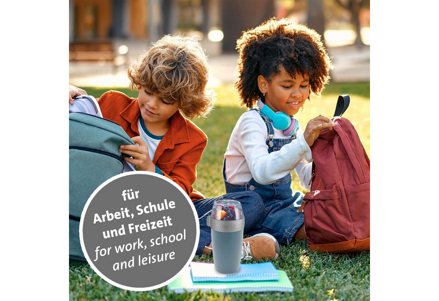 WESTMARK Mehrwegbecher, Kunststoff, (1-tlg), Joghurt-, Müsli-, Lunchbehälter, To Go, 200 + 500 ml, Made in Germany – Bild 3 von 5