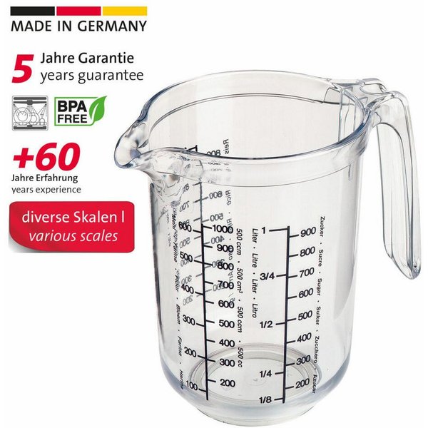 WESTMARK Messbecher 2 Stk. Gerda, mehrsprachige Messskalen & verschiedenen Maßeinheiten, SAN