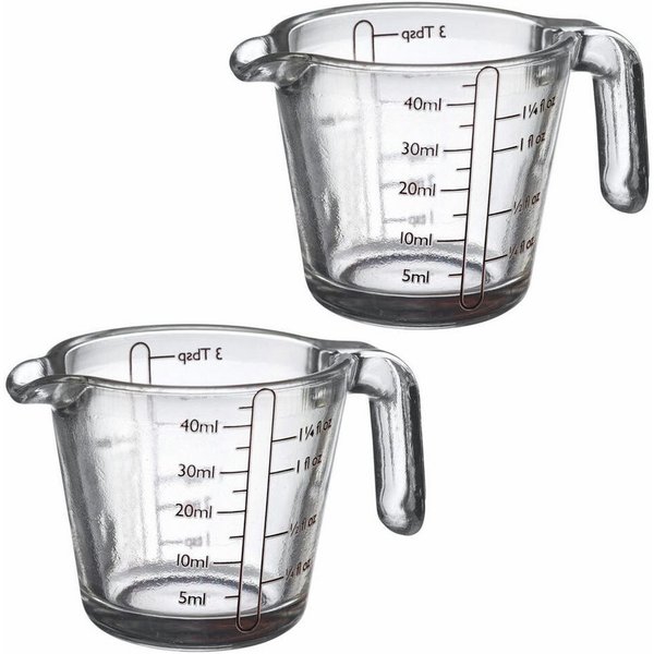 WESTMARK Messbecher 2 Stück 40 ml, 4 verschiedene Skalen, Mini-Messgläser, Borosilikatglas