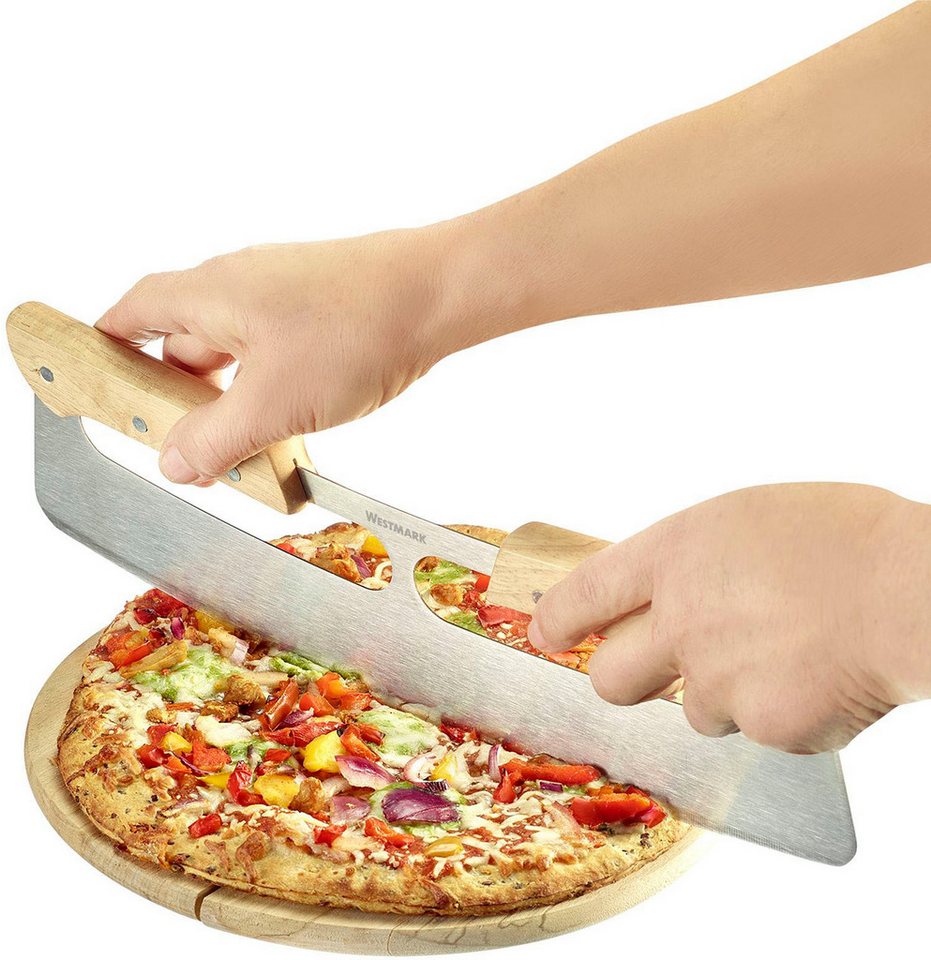 WESTMARK Pizzaschneider Pro, Wiegemesser, Edelstahl mit Holzgriff – Bild 2 von 5