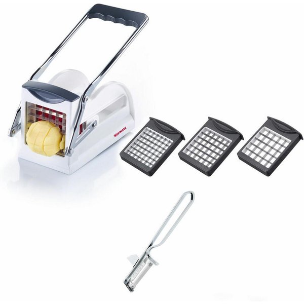 WESTMARK Pommesschneider mit Kartoffelschäler, 2tlg. Set, Stiftler mit 3 Schneideinsätzen