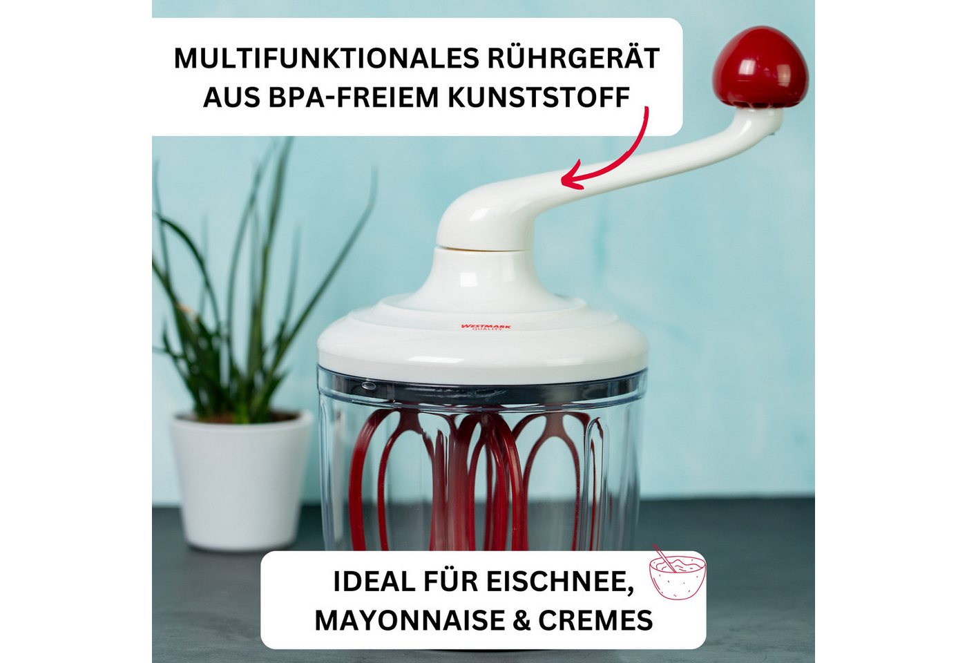 WESTMARK Rührquirl Ohne Strom, Füllvolumen: 1 l, Kunststoff, Rührblitz – Bild 2 von 5