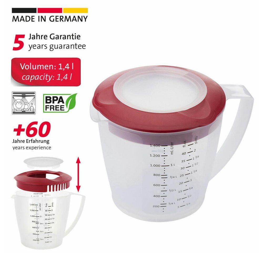 WESTMARK Rührschüssel mit Spritzschutz, Deckel und Ausgießer, Kunststoff, Füllvolumen: 1,4, PP – Bild 2 von 5