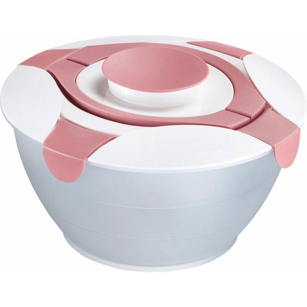 WESTMARK Salatschüssel mit Dressing-Behälter, Fassungsvermögen: 6,5 Liter, Salatbutler, Rosa, Kunststoff: PP, PE, spülmaschinengeeignet, Made in Germany, mit Dr