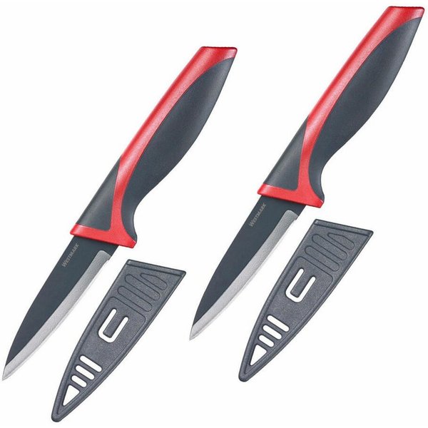 WESTMARK Schälmesser Set, Klingenlänge: 8 cm, je mit Klingenschutz, 2 Schäl-/Gemüsemesser