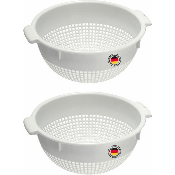 WESTMARK Seiher 2 Stk., groß, mit 2 Griffmulden und 4 Aufsatzrasten zum Waschen und, PE, spülmaschinengeeignet, Made in Germany