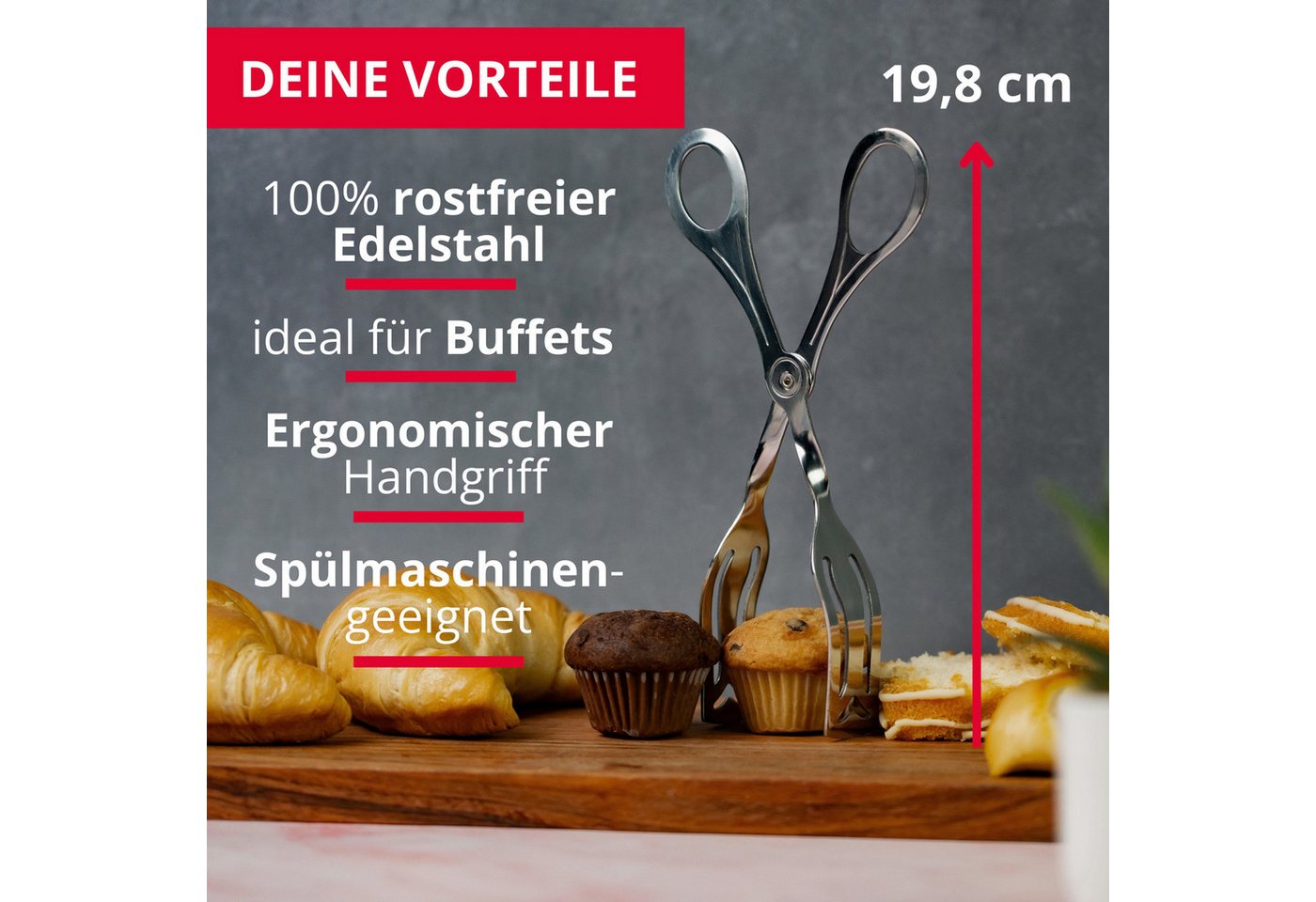 WESTMARK Servierzange / Gebäckzange, 19,8 cm, Rostfreier Edelstahl – Bild 4 von 5