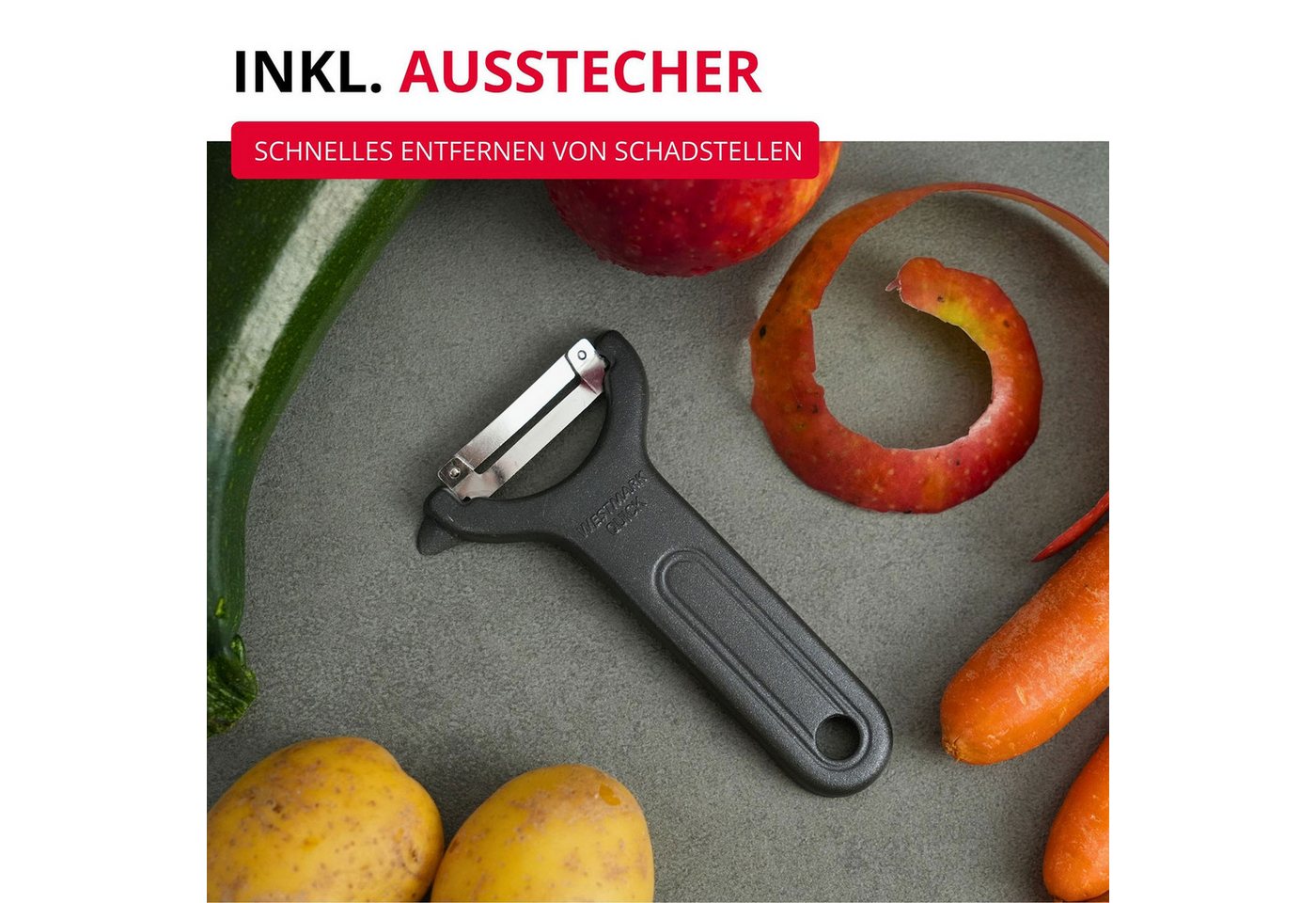 WESTMARK Sparschäler Gemüse & Spargel, »Quick« Black Edition, griffige Haptik, griffige Haptik – Bild 3 von 5