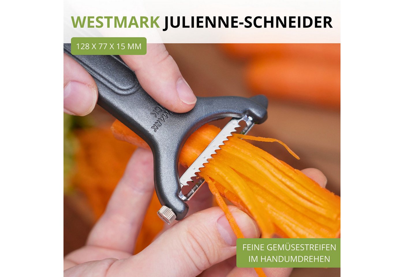 WESTMARK Sparschäler »Quick-Spezial« Black Edition, Julienne-Schneider, griffige Haptik, griffige Haptik, made in Germany, special Edition – Bild 2 von 5