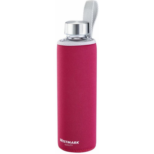 WESTMARK Trinkflasche aus Glas mit Aufdruck, inkl. Schutzhülle, 550 ml, Viva