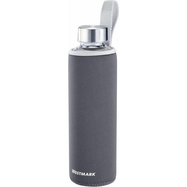WESTMARK Trinkflasche aus Glas mit Aufdruck, inkl. Schutzhülle, 550 ml, Viva