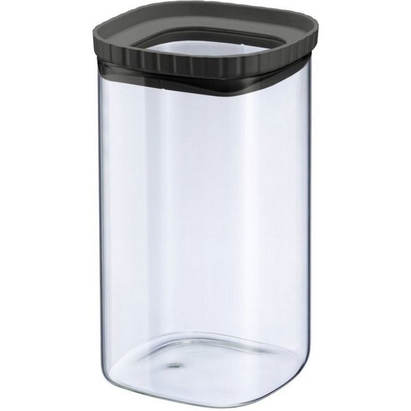 WESTMARK Vorratsdose aus Glas mit Silikondeckel, eckig, stapelbar, 1500 ml, Borosilikatglas, Silikon