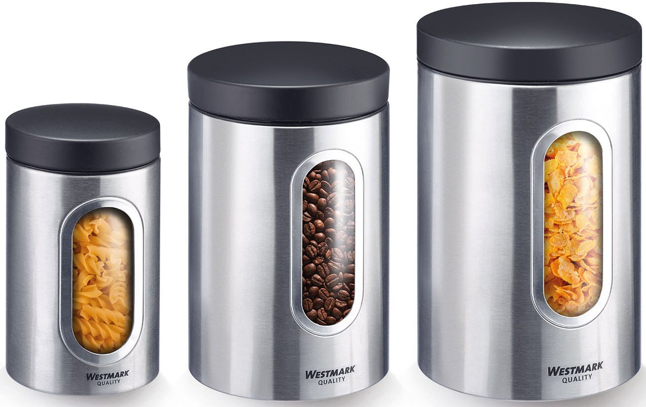 WESTMARK Vorratsdose Vorratsdose mit Fenster 1800 ml, Edelstahl, Silikon, (1-tlg), Edelstahl Vorratsbehälter für Kaffee, Mehl, Zucker etc. – Bild 5 von 5