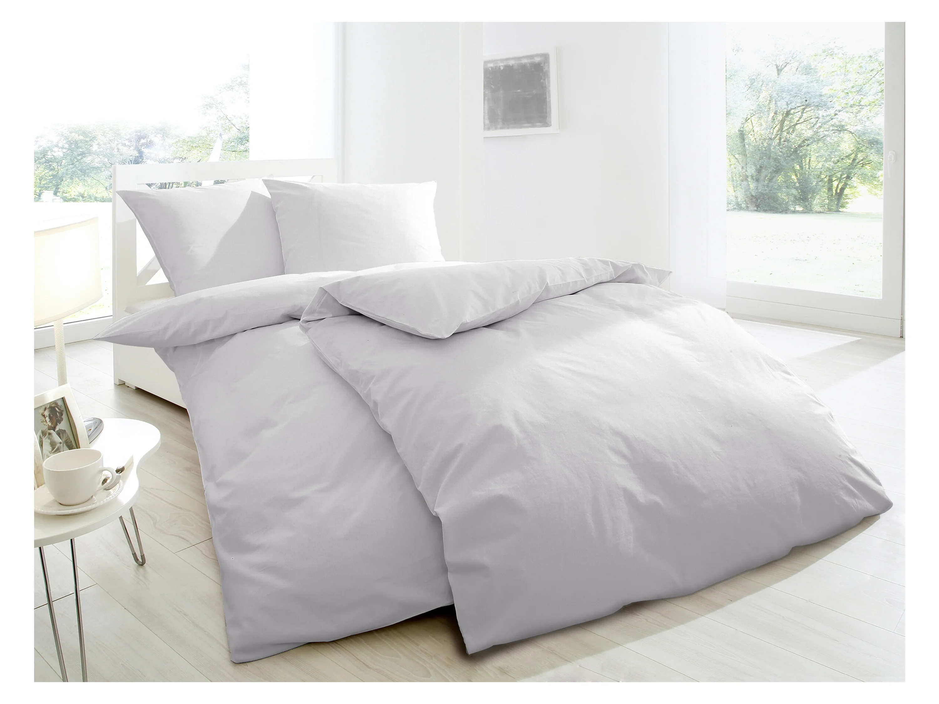 WESTMINSTER Satin Bettwäsche Basic (Uni hellgrau, 135 X 200 CM) – Bild 2 von 2