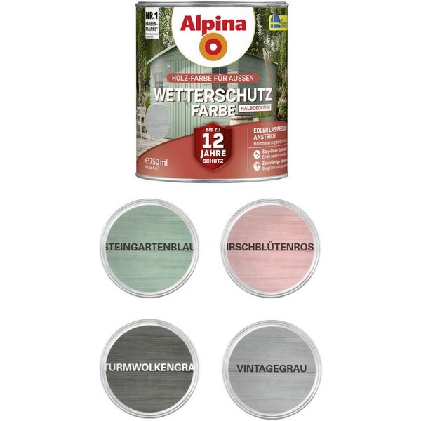 Alpina Wetterschutzfarbe Alpina 0,75 L Wetterschutzfarbe Holz halbdeckend für außen, Farbwahl