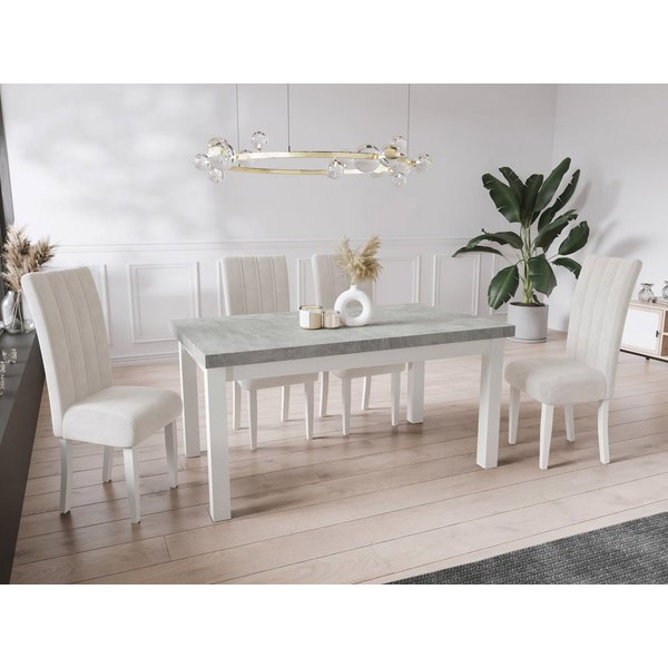 WFL GROUP Esstisch Avena ausziehbar rechteckig modern mit weißen Holzbeinen (MADE IN EU, 5 Gr. – 120/140/160/170/200 cm ausziehbar auf 160/180/210/250/300 cm), 