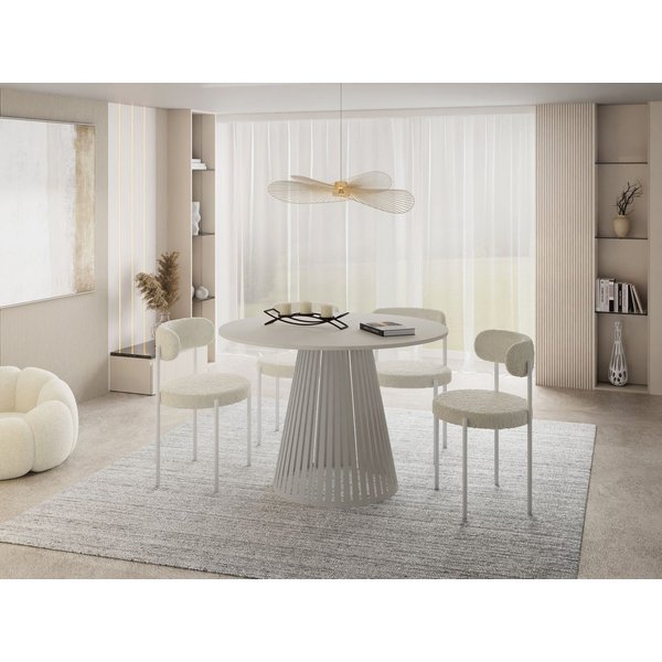 WFL GROUP Esstisch Naro ausziehbar rund modern mit Metallbeinen in Kaschmir (MADE IN EU, erhältlich in 2 Größen – 100/120 cm, ausziehbar auf 180/200 cm), platzs