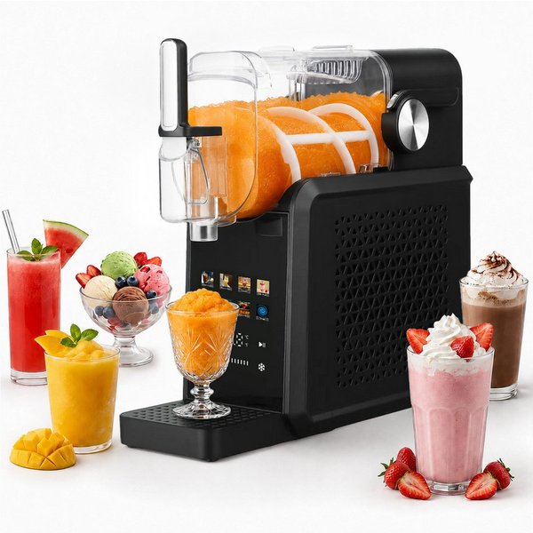WHEELYOU Slush-Eismaschine 8-in-1 Slush Maker, Selbstreinigung, 10 Konsistenzstufen, 1,8 l, 200 W, Kompressorkühlung ohne Eiswürfel, Touch-Bedienfeld, Ca. 15–60