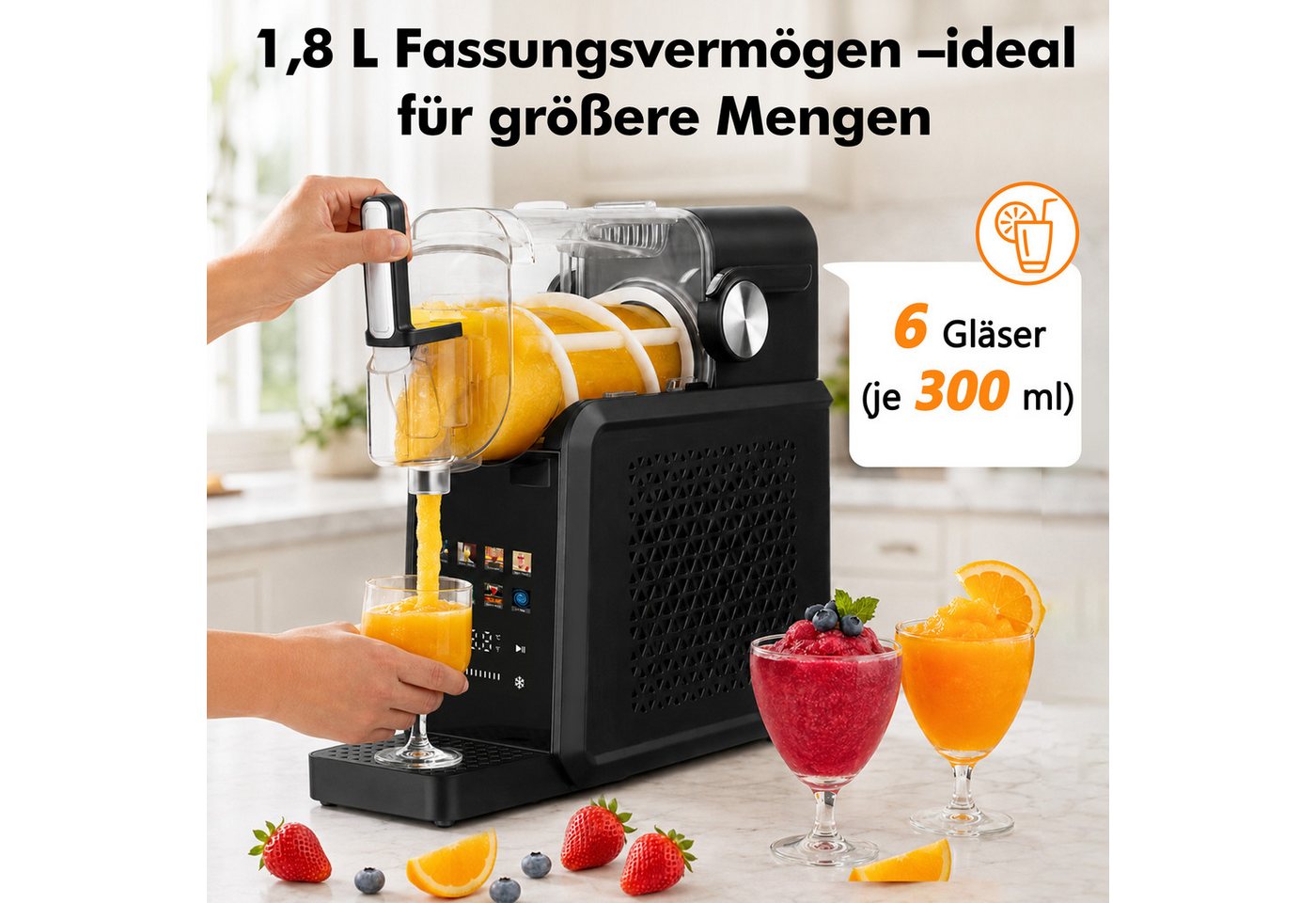 WHEELYOU Slush-Eismaschine Slush Maker 8-in-1, Selbstreinigung, ohne Eiswürfel, Touch-Bedienfeld, 1,8 l, 200 W, Kompressorkühlung, Ca. 15–60 Min. Zubereitung, 1 – Bild 5 von 5