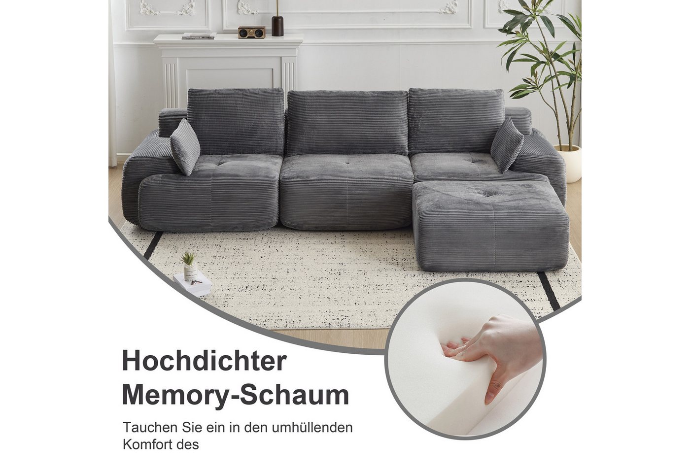 WHEELYOU Sofa Sofa 3-2-1 Sitzer mit Schlaffunktion – Wohnzimmersofa modern & bequem, Bequemes Sofa mit Bettfunktion – modern, kompakt und flexibel nutzbar – Bild 3 von 5
