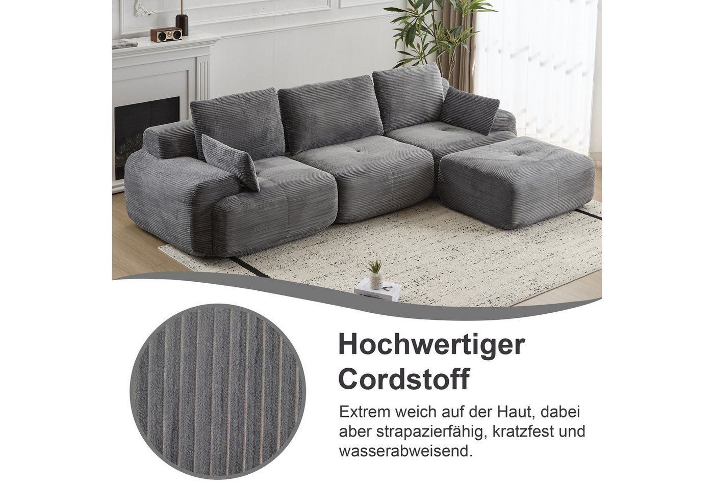 WHEELYOU Sofa Sofa 3-2-1 Sitzer mit Schlaffunktion – Wohnzimmersofa modern & bequem, Bequemes Sofa mit Bettfunktion – modern, kompakt und flexibel nutzbar – Bild 4 von 5