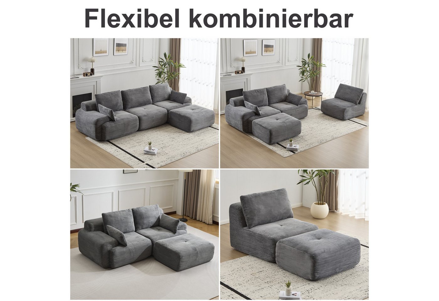 WHEELYOU Sofa Sofa 3-2-1 Sitzer mit Schlaffunktion – Wohnzimmersofa modern & bequem, Bequemes Sofa mit Bettfunktion – modern, kompakt und flexibel nutzbar – Bild 5 von 5