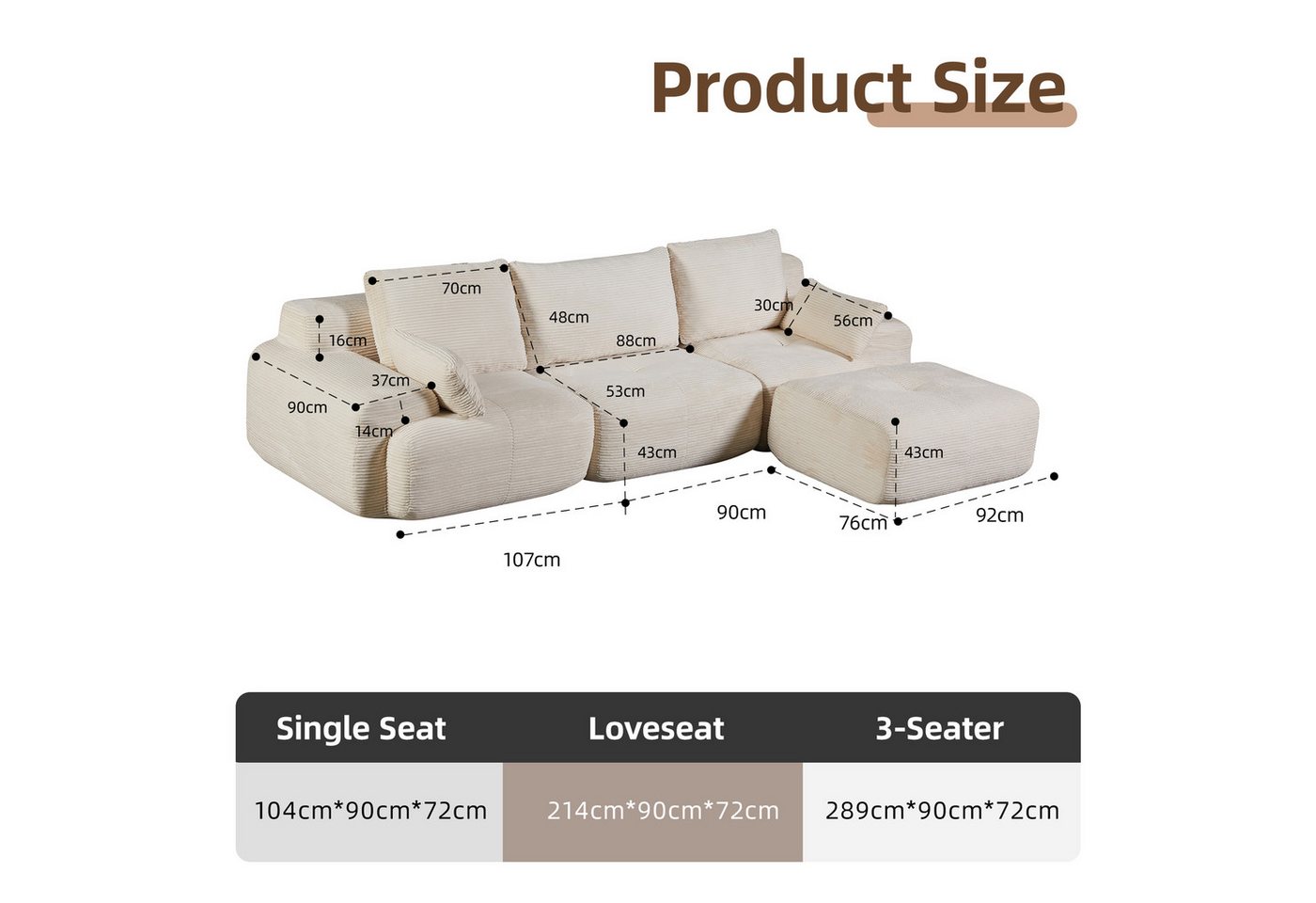 WHEELYOU Sofa Sofa 3-2-1 Sitzer mit Schlaffunktion – Wohnzimmersofa modern & bequem, Bequemes Sofa mit Bettfunktion – modern, kompakt und flexibel nutzbar – Bild 2 von 5
