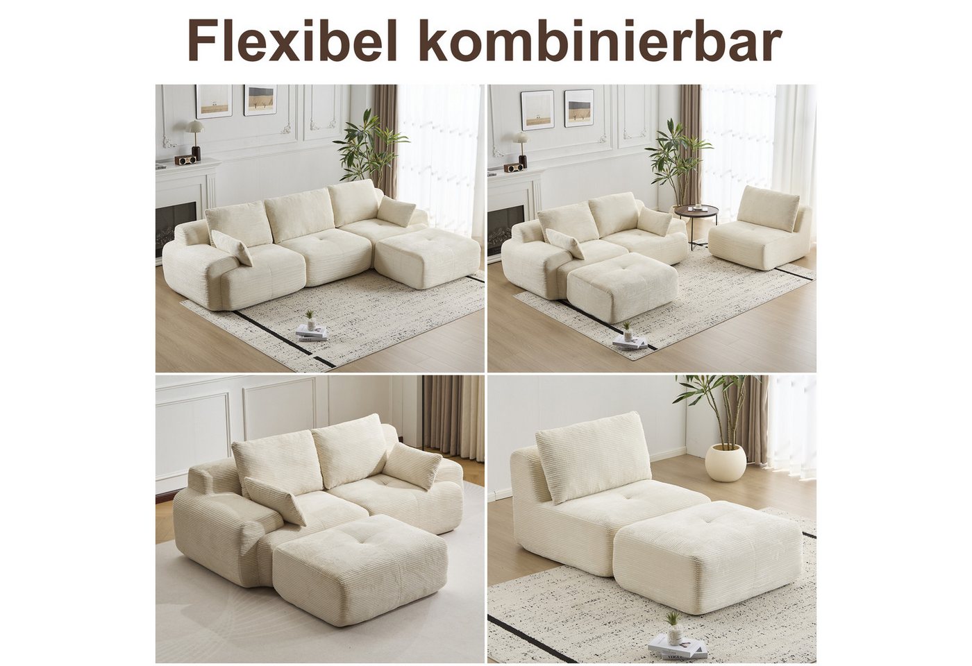 WHEELYOU Sofa Sofa 3-2-1 Sitzer mit Schlaffunktion – Wohnzimmersofa modern & bequem, Bequemes Sofa mit Bettfunktion – modern, kompakt und flexibel nutzbar – Bild 5 von 5