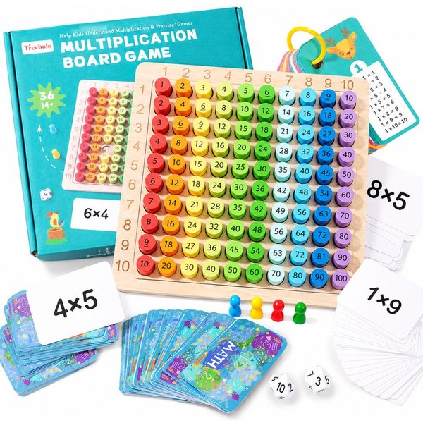 White Fox Studio Lernspielzeug 1x1 Lernen Spiel Multiplikationsbrett Montessori Multiplikation Board (1x1 Mathe, Lernspiel), frühkindliche Bildung