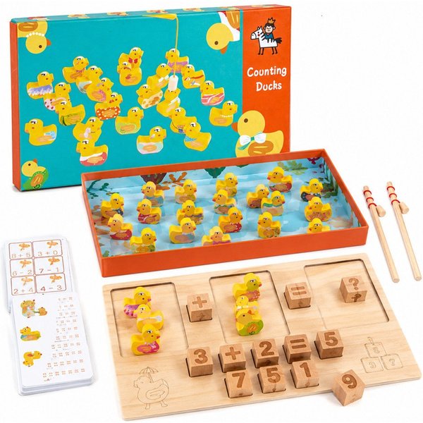 White Fox Studio Lernspielzeug 4-in-1 Lernspiel ab 18 Monate – Angelspiel mit Enten (Grundrechenarten, Mathematik), Spielerisches Lernen der Mathematik, Hochwer