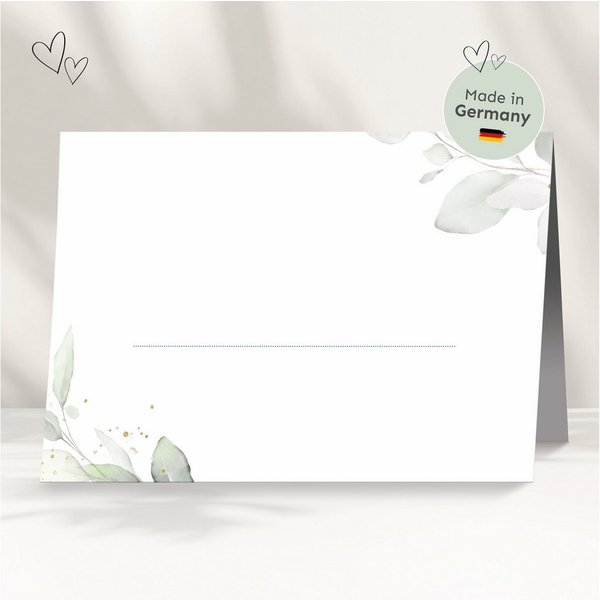 white & ivory Papierdekoration Platzkarte eukalyptus türkis, 50 Stück, beschreibbar,Tischkarten
