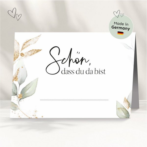 white & ivory Papierdekoration Platzkarte "schön, dass du da bist", 50 Stück, Tischkarten