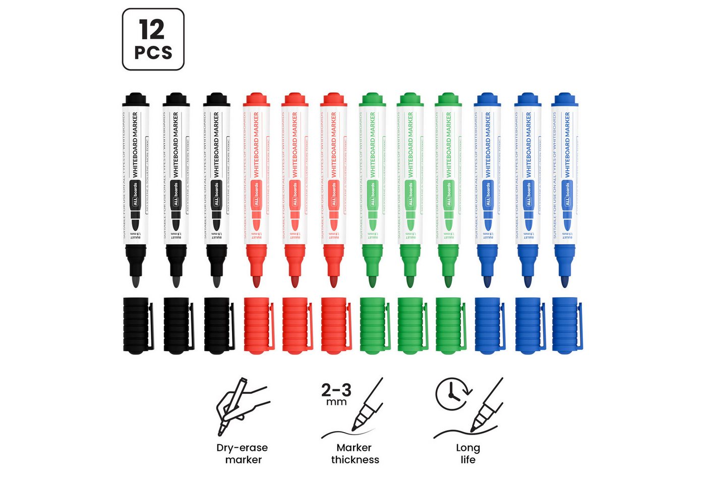 ALLboards Whiteboard Marker ALLboards Whiteboard-Marker-Set – 12 Stück – Bild 2 von 5