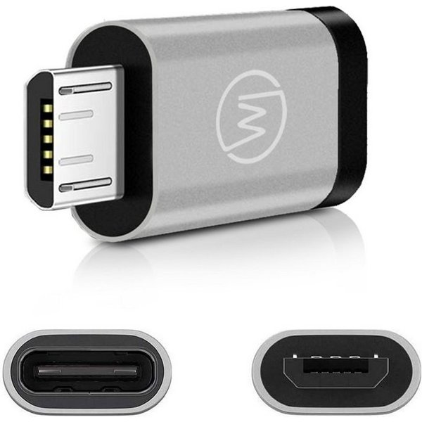 Wicked Chili MicroUSB Adapter für USB C Kartenlesegerät USB-Adapter MicroUSB zu USB-C, Aluadapter mit Typ C Buchse und Micro-USB-Stecker für OTG Handy / Tabl