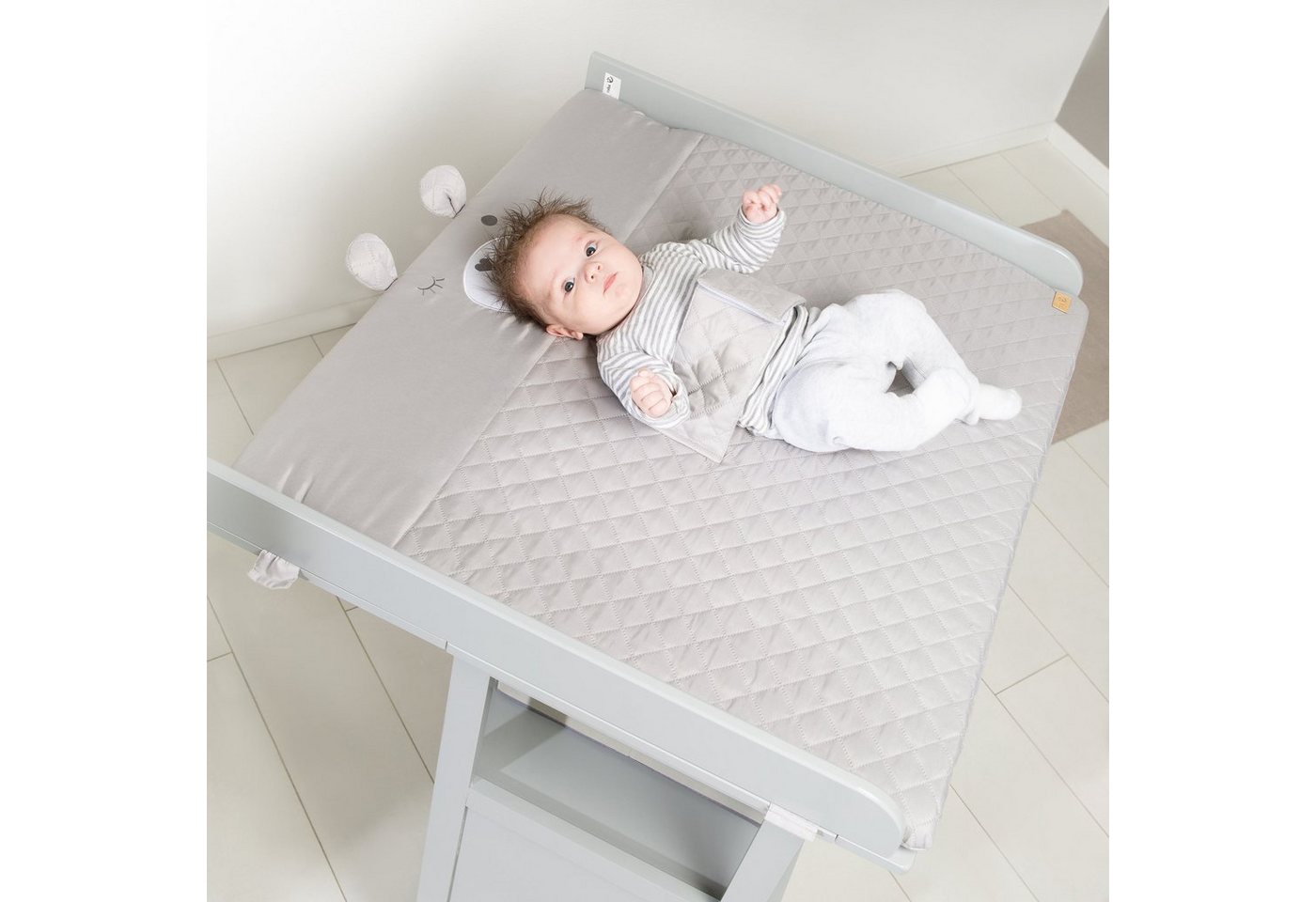 roba® Wickelauflage roba Style, abwischbare Wickelauflage mit Bärchen-Gesicht, Haltegurt & Laschen – Bild 2 von 3