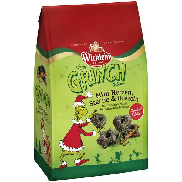 Wicklein Kekse, Wicklein Grinch Mini Herzen Sterne Brezeln Vollmilchschokolade 300g
