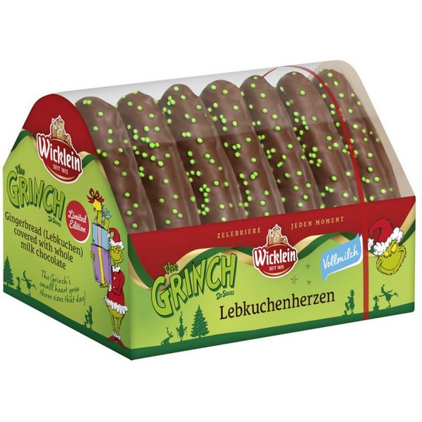 Wicklein Kekse, Wicklein Grinch Lebkuchen Herzen mit Vollmilchschokolade 215g